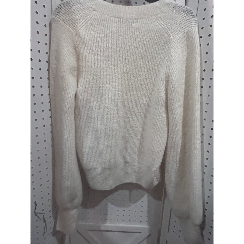 Madewell Cream Square Neck Ribbed Knit Sweater Long Sleeve Balloon Sleeve M - Picture 5 of 6